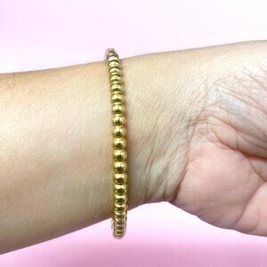 18k Gold Plated Over Stainless Steel Ball Bangle Bracelet